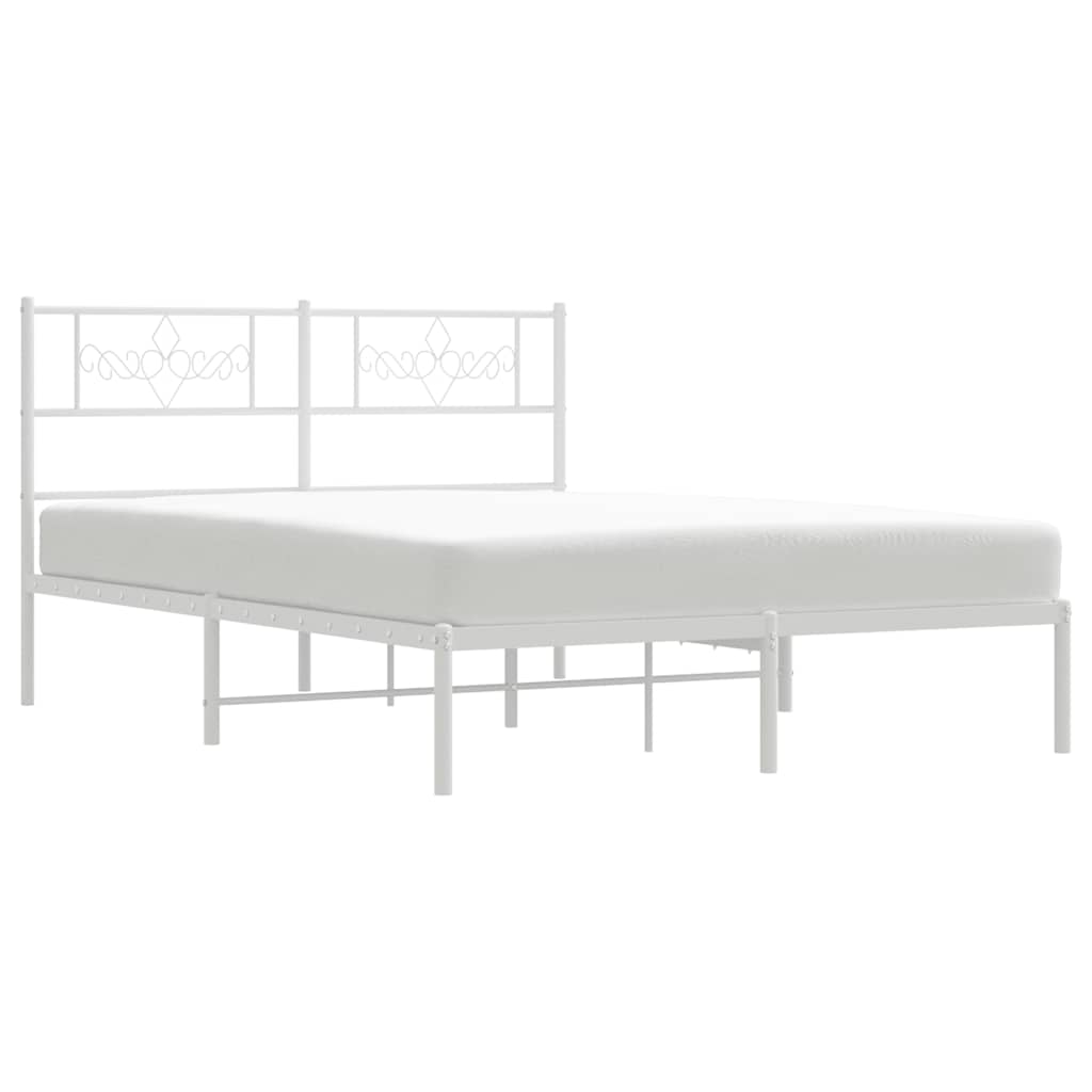 Metalni okvir za krevet s uzglavljem bijeli 150x200 cm
