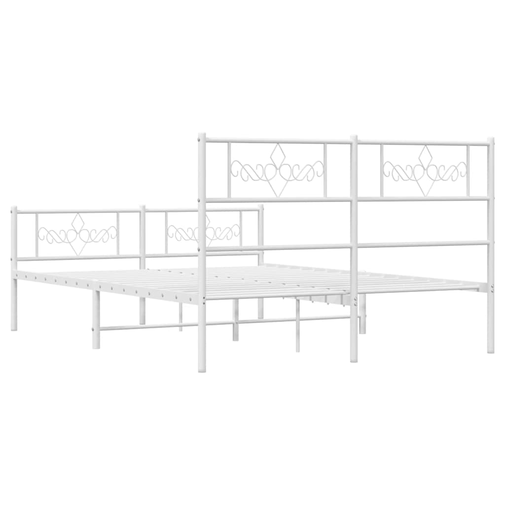 Metalni okvir kreveta uzglavlje i podnožje bijeli 140 x 190 cm
