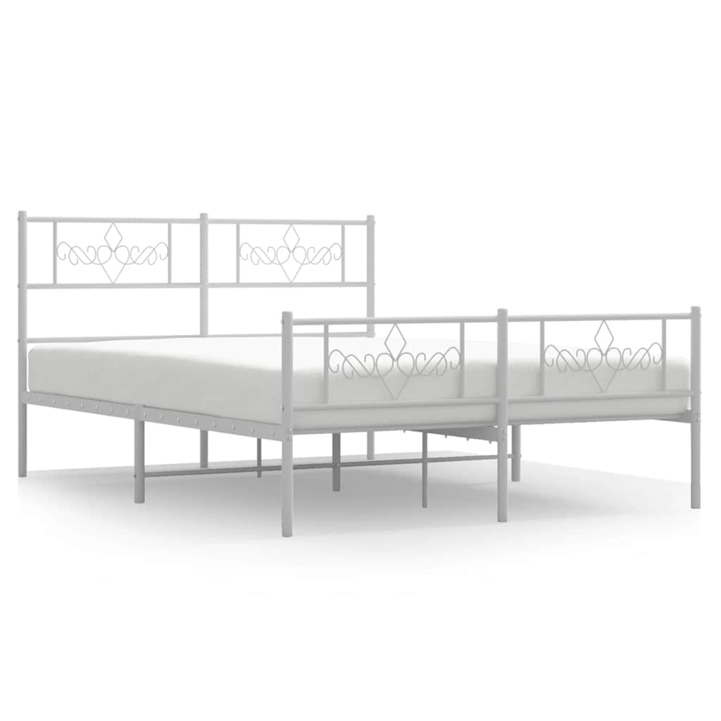 Metalni okvir kreveta uzglavlje i podnožje bijeli 150 x 200 cm