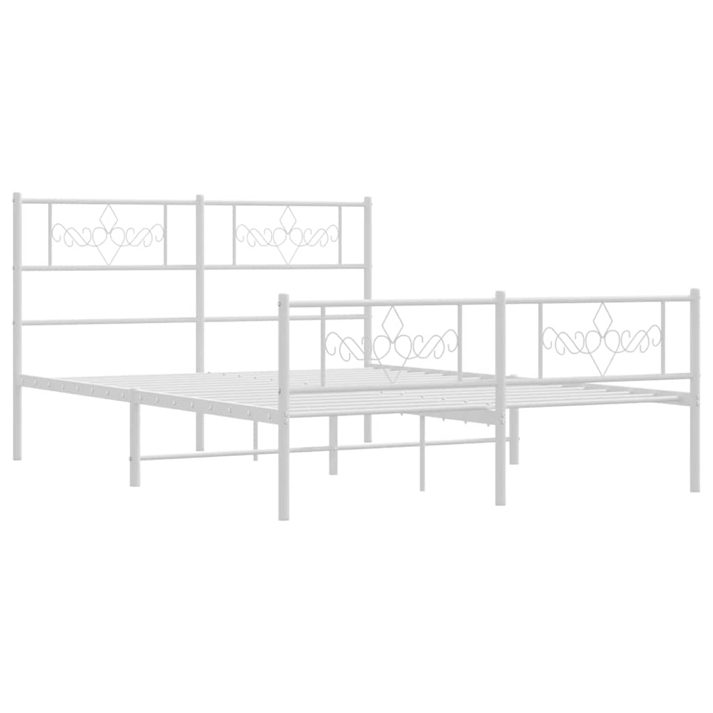 Metalni okvir kreveta uzglavlje i podnožje bijeli 150 x 200 cm