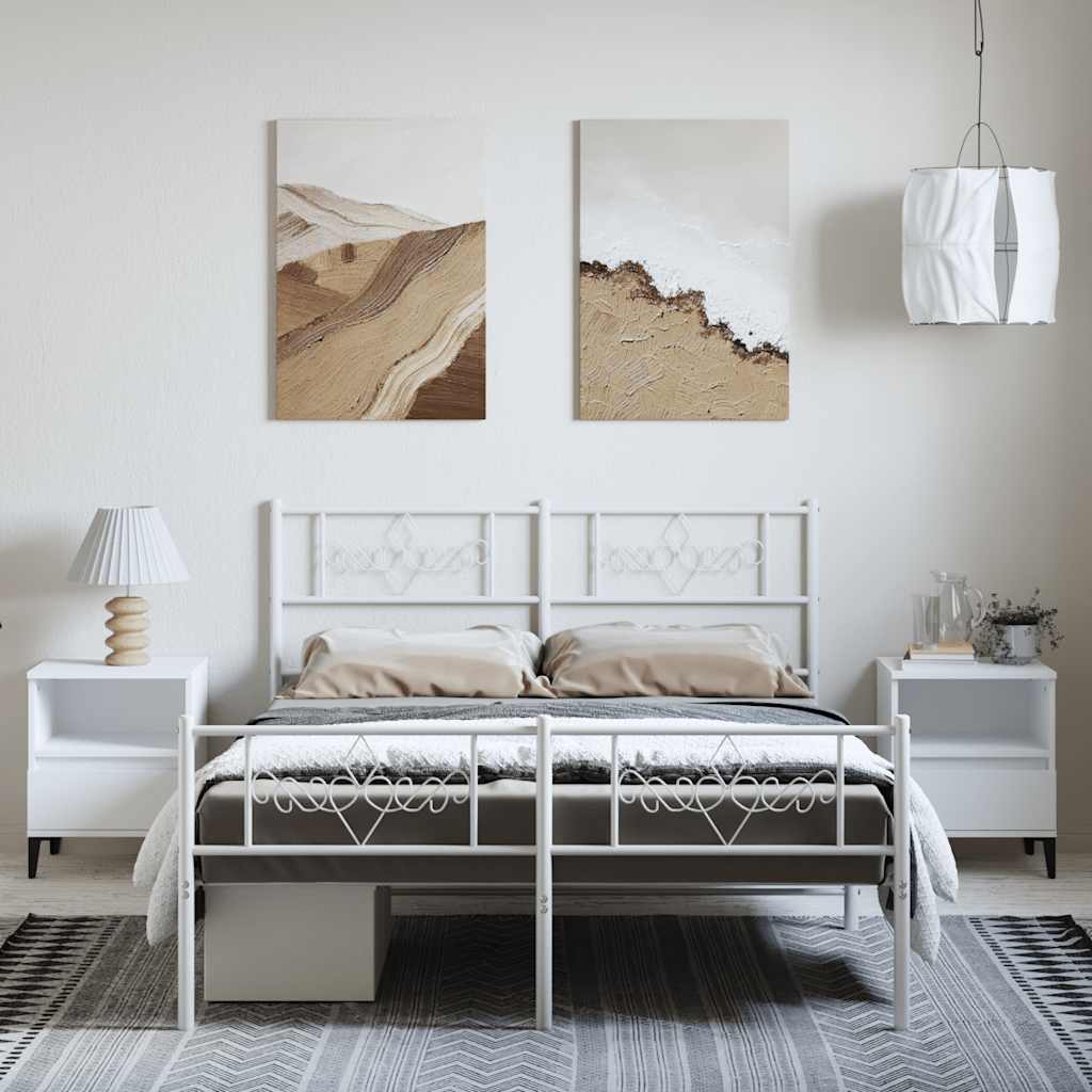 Metalni okvir kreveta uzglavlje i podnožje bijeli 150 x 200 cm