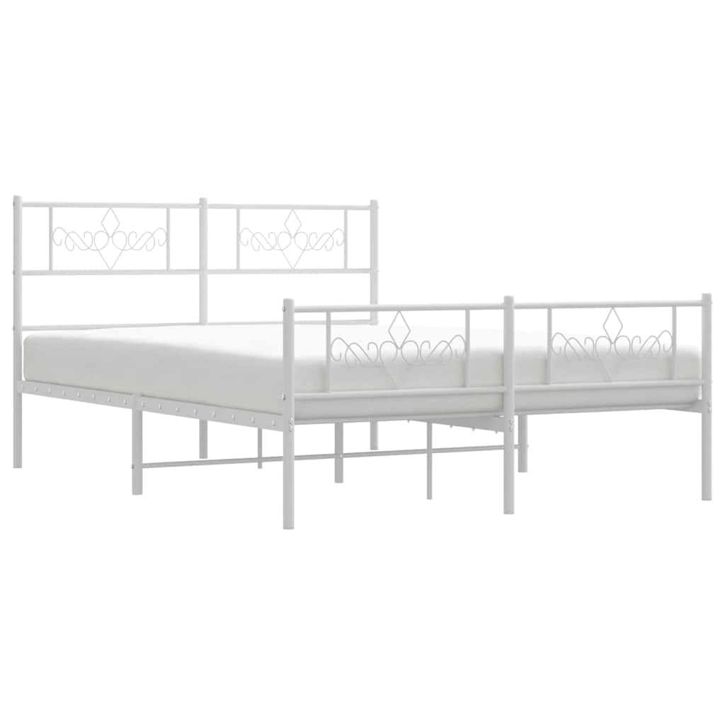 Metalni okvir kreveta uzglavlje i podnožje bijeli 150 x 200 cm