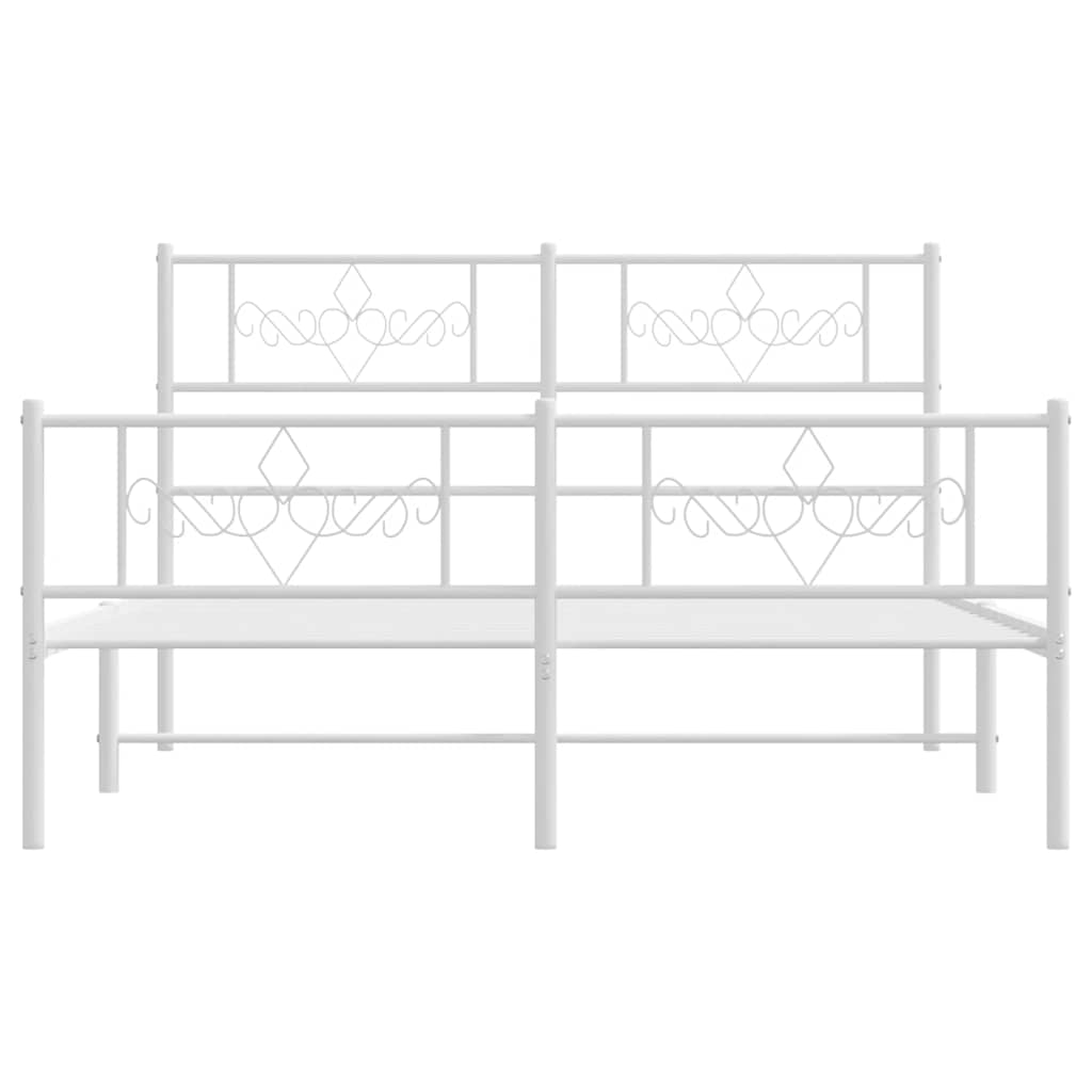 Metalni okvir kreveta uzglavlje i podnožje bijeli 150 x 200 cm