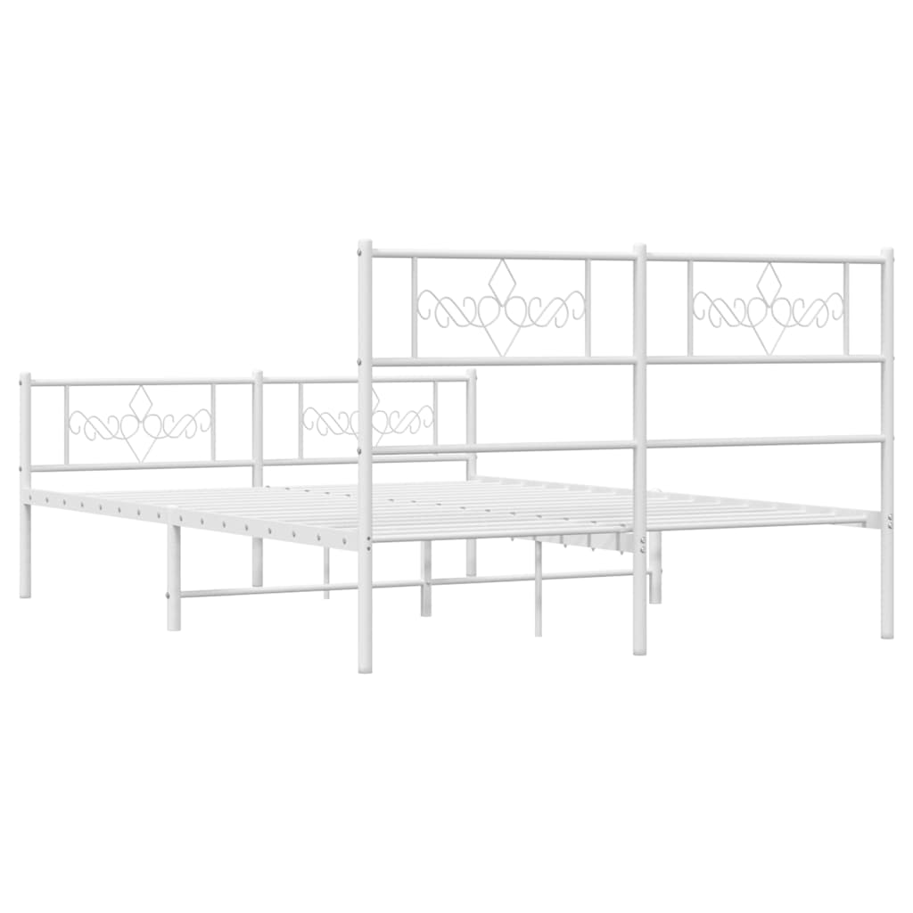 Metalni okvir kreveta uzglavlje i podnožje bijeli 150 x 200 cm