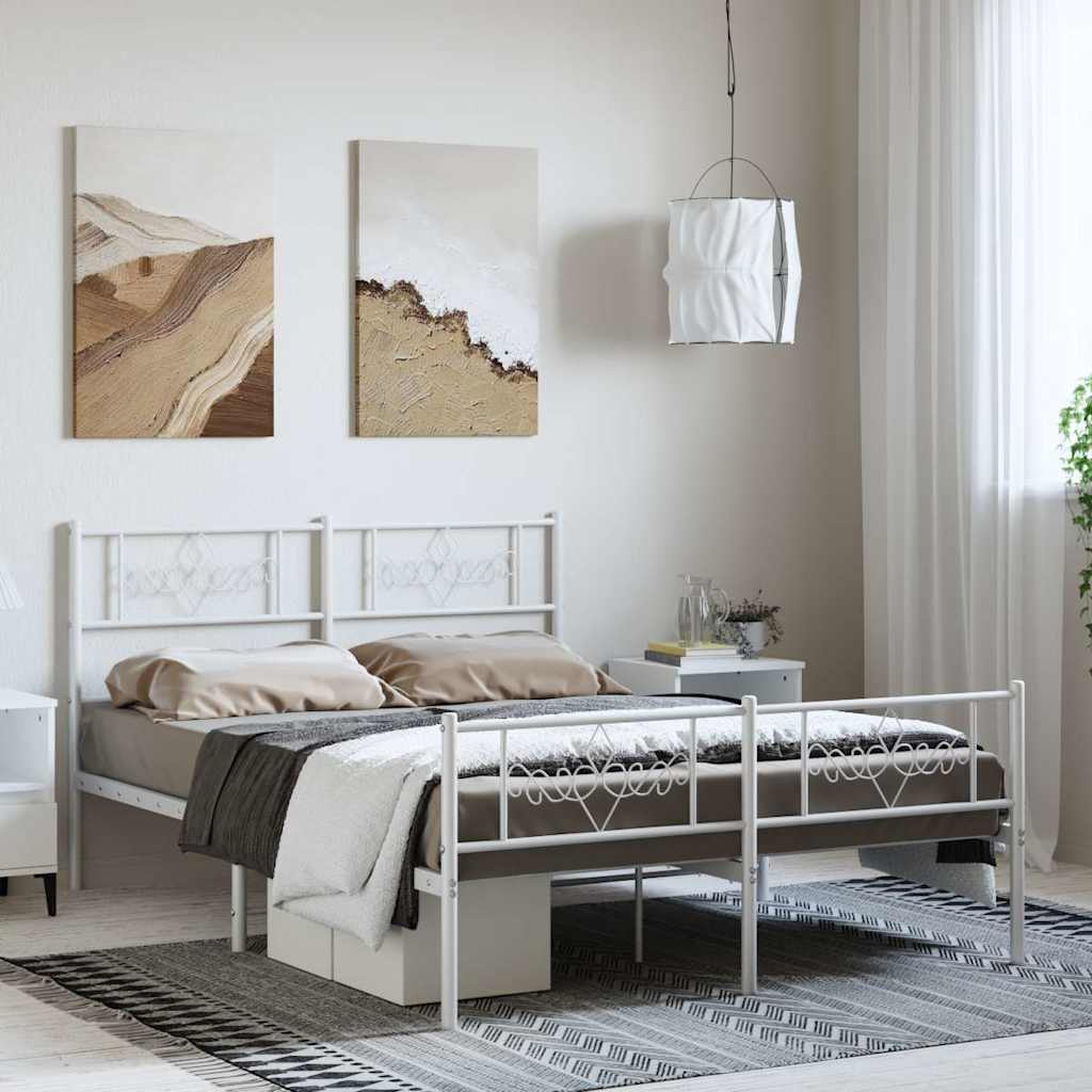 Metalni okvir kreveta uzglavlje i podnožje bijeli 150 x 200 cm
