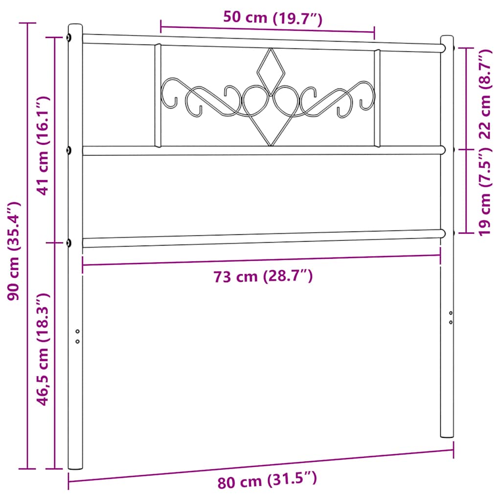 Metalno zamjensko uzglavlje bijelo 75 cm