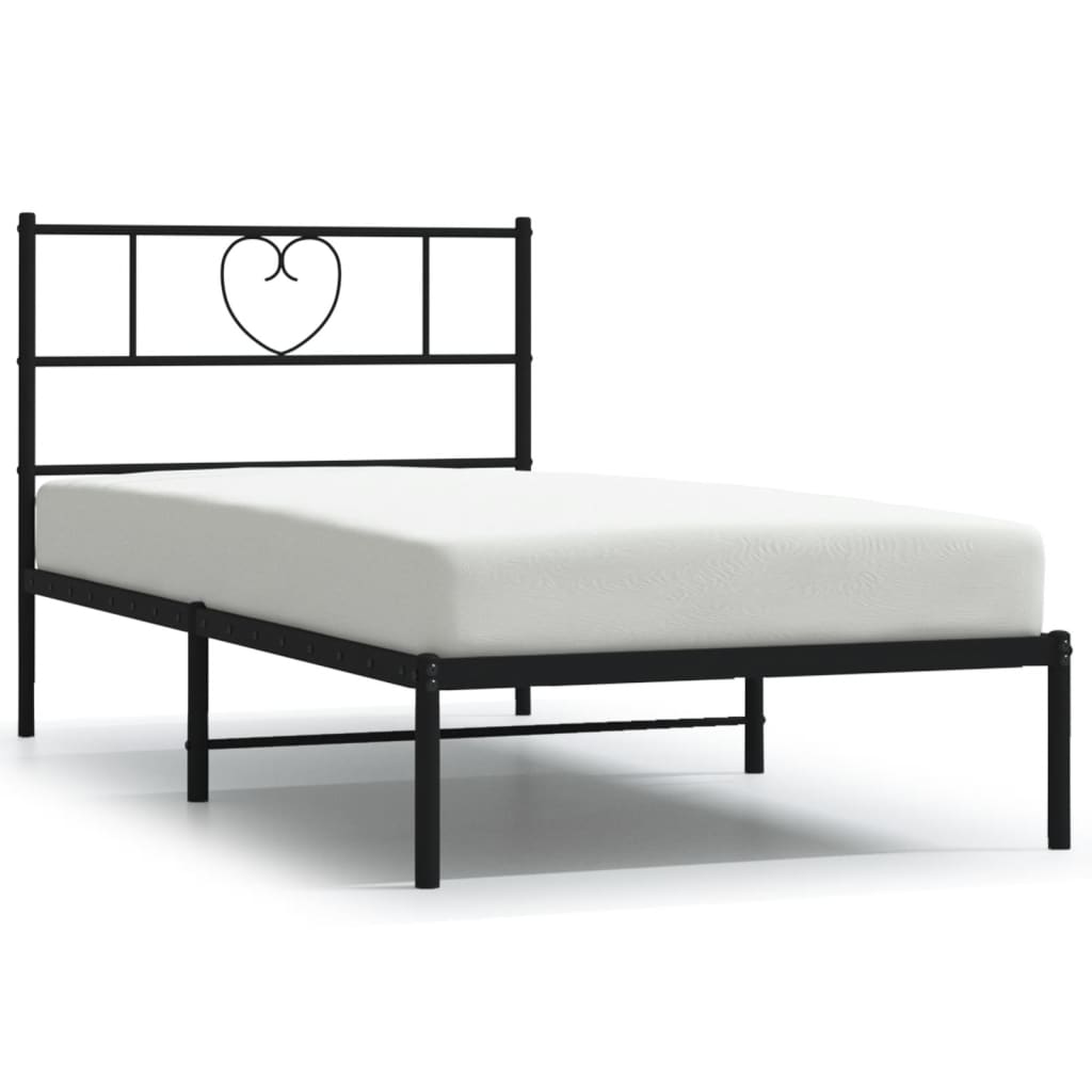 Metalni okvir za krevet s uzglavljem crni 80x200 cm