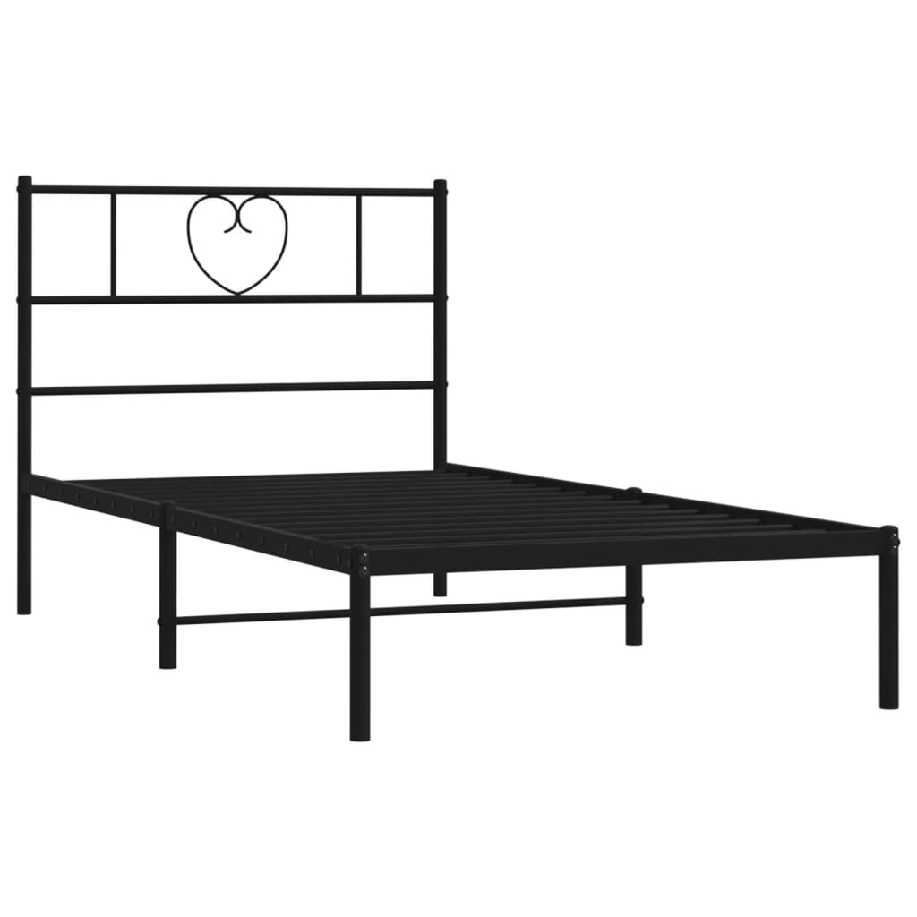 Metalni okvir za krevet s uzglavljem crni 80x200 cm