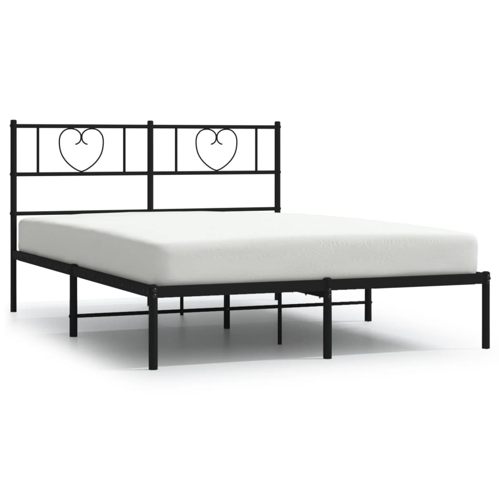 Metalni okvir za krevet s uzglavljem crni 120x200 cm