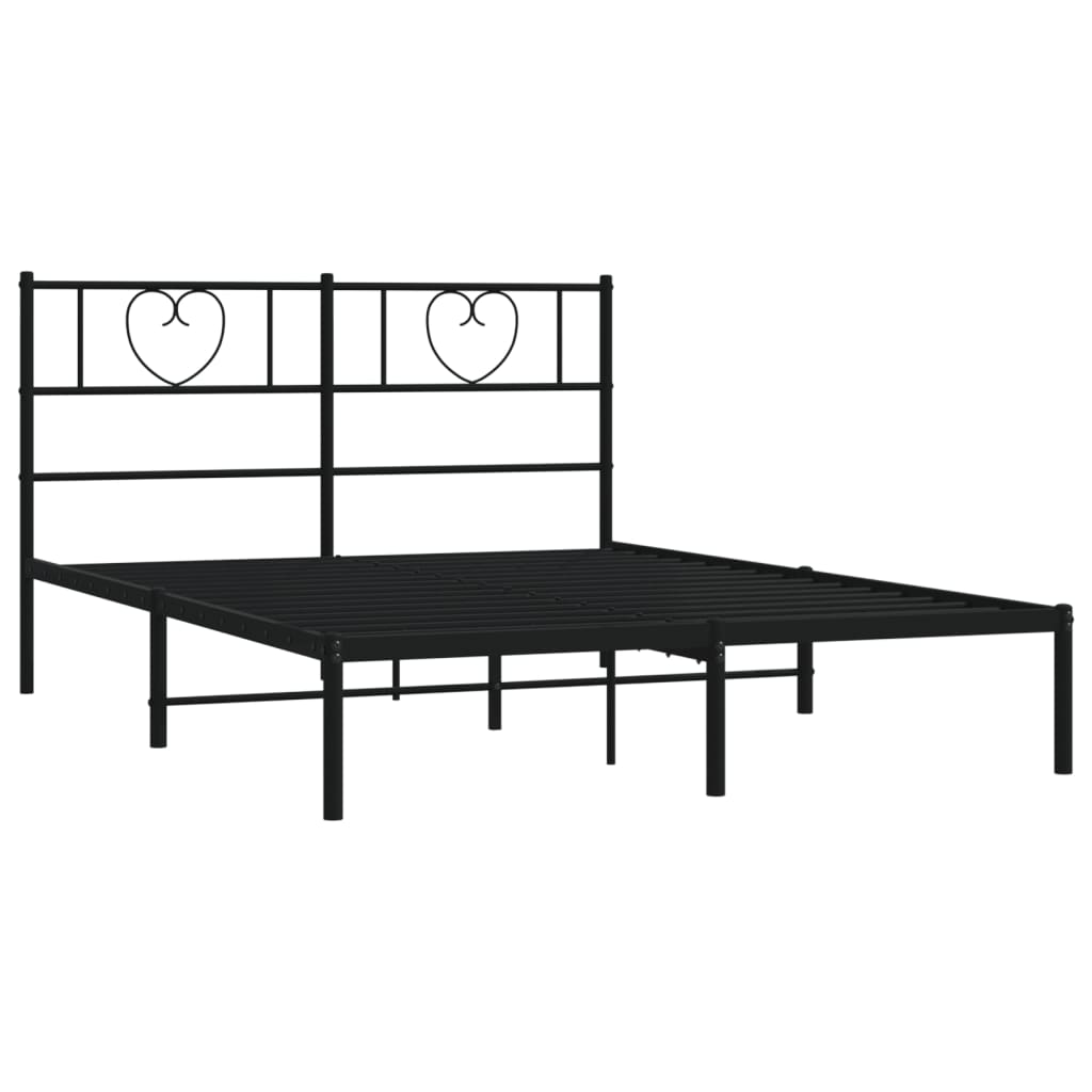 Metalni okvir za krevet s uzglavljem crni 120x200 cm