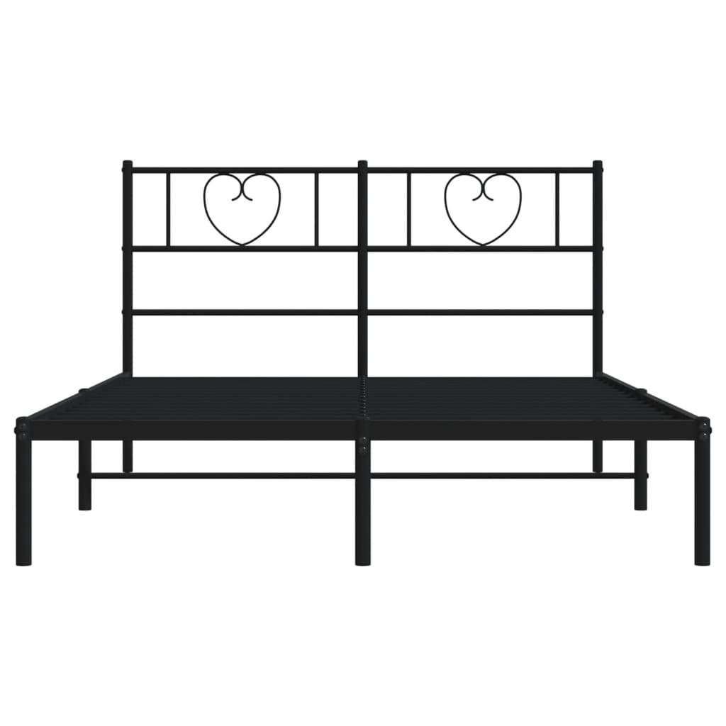 Metalni okvir za krevet s uzglavljem crni 120x200 cm