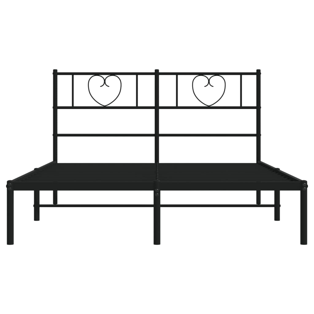 Metalni okvir za krevet s uzglavljem crni 140x190 cm