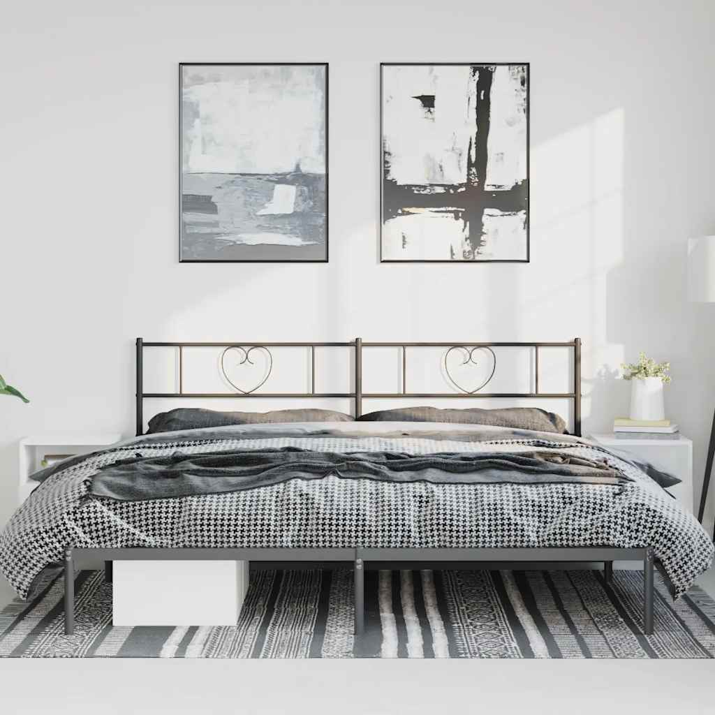Metalni okvir za krevet s uzglavljem crni 183x213 cm