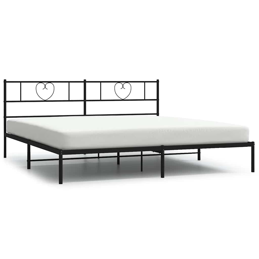 Metalni okvir za krevet s uzglavljem crni 193x203 cm