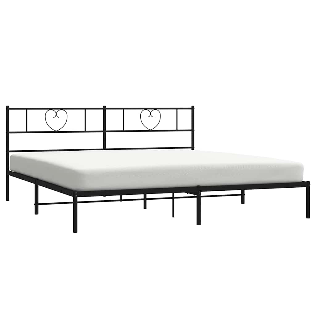 Metalni okvir za krevet s uzglavljem crni 193x203 cm