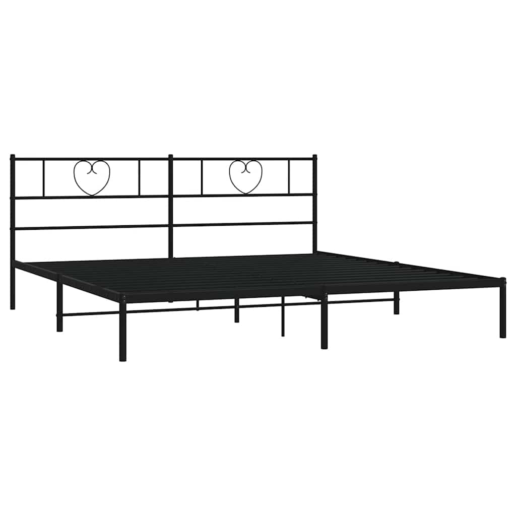 Metalni okvir za krevet s uzglavljem crni 193x203 cm