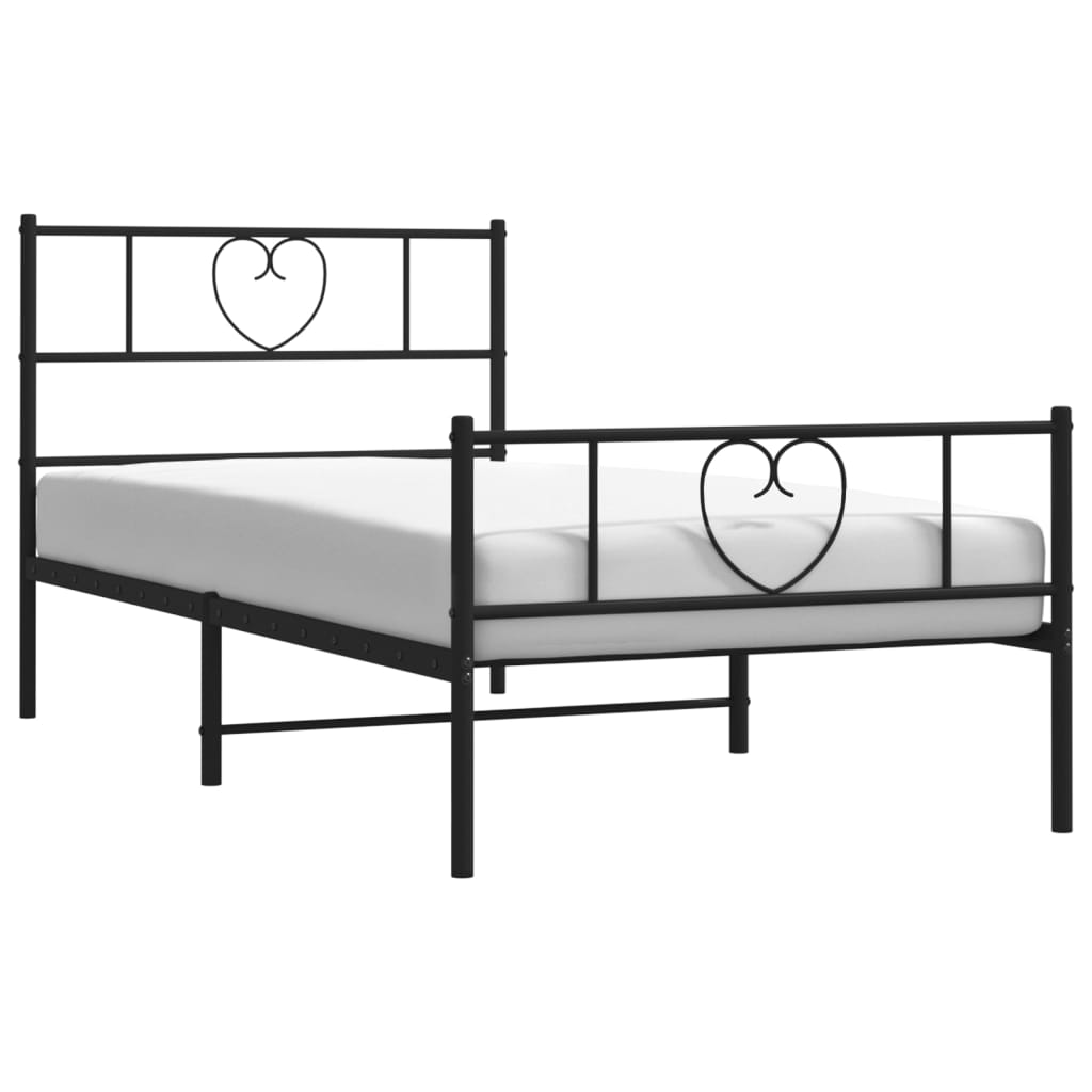 Metalni okvir kreveta uzglavlje i podnožje crni 80x200 cm