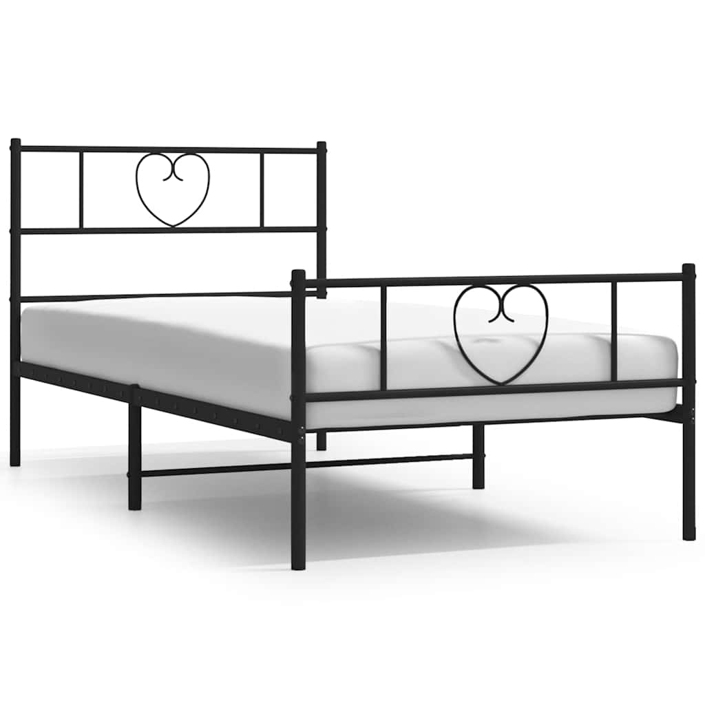 Metalni okvir kreveta uzglavlje i podnožje crni 100x190 cm