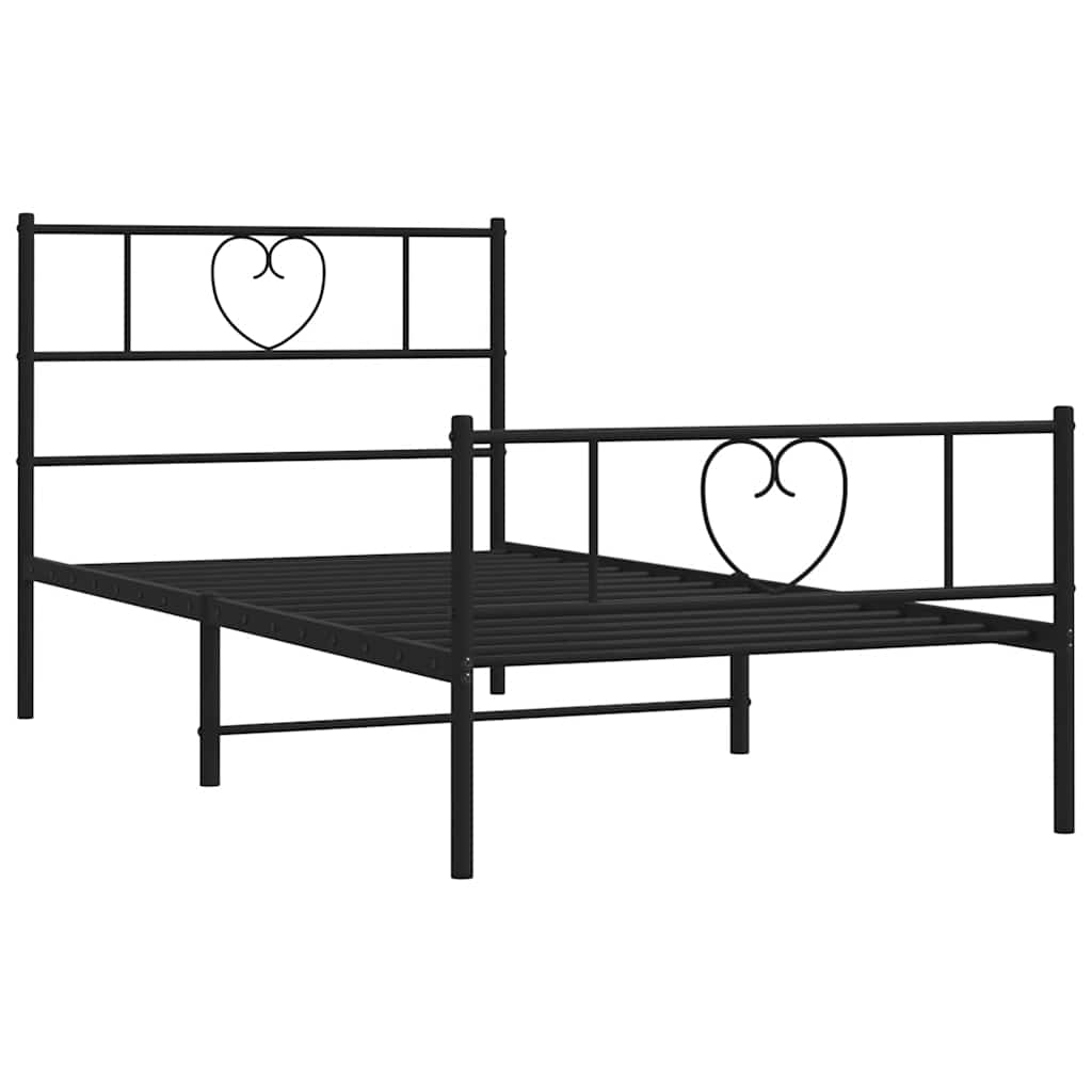 Metalni okvir kreveta uzglavlje i podnožje crni 100x190 cm