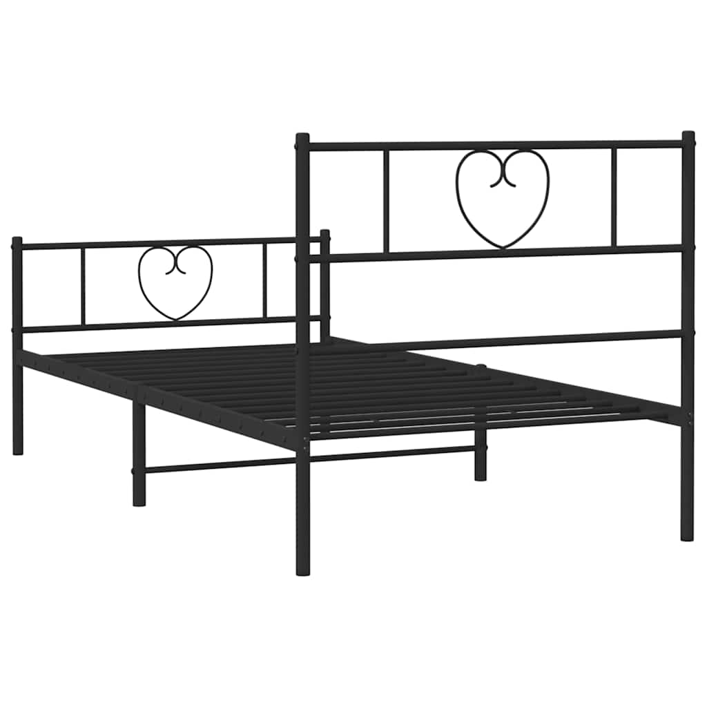 Metalni okvir kreveta uzglavlje i podnožje crni 100x190 cm