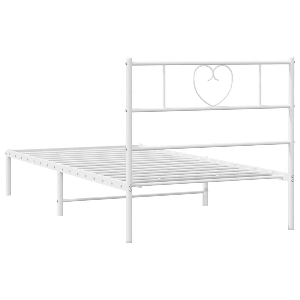 Metalni okvir krevet bez madraca s uzglavljem bijeli 75x190 cm