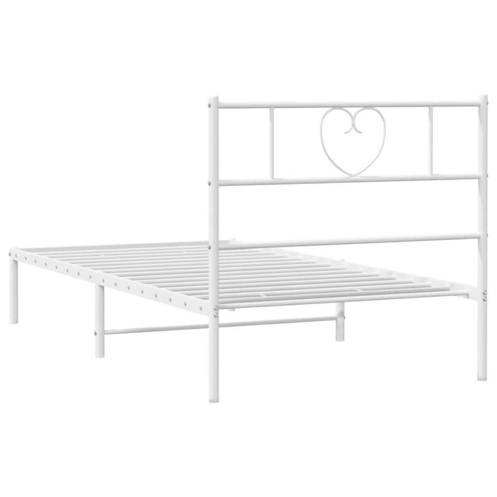 Metalni okvir za krevet s uzglavljem bijeli 90 x 190 cm