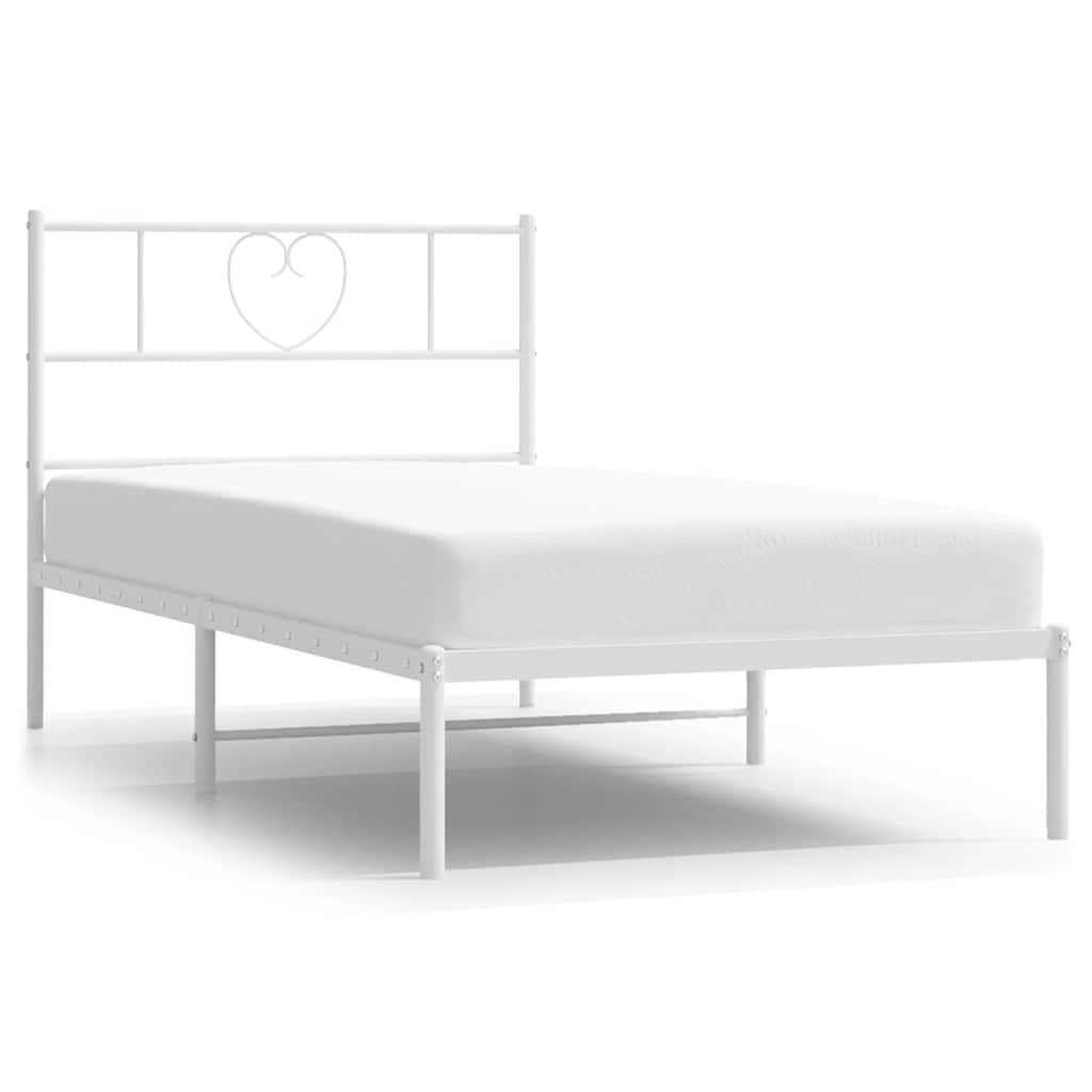 Metalni okvir za krevet s uzglavljem bijeli 100x190 cm