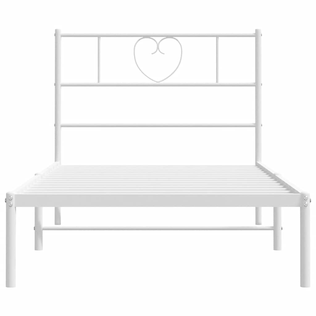 Metalni okvir za krevet s uzglavljem bijeli 100x190 cm