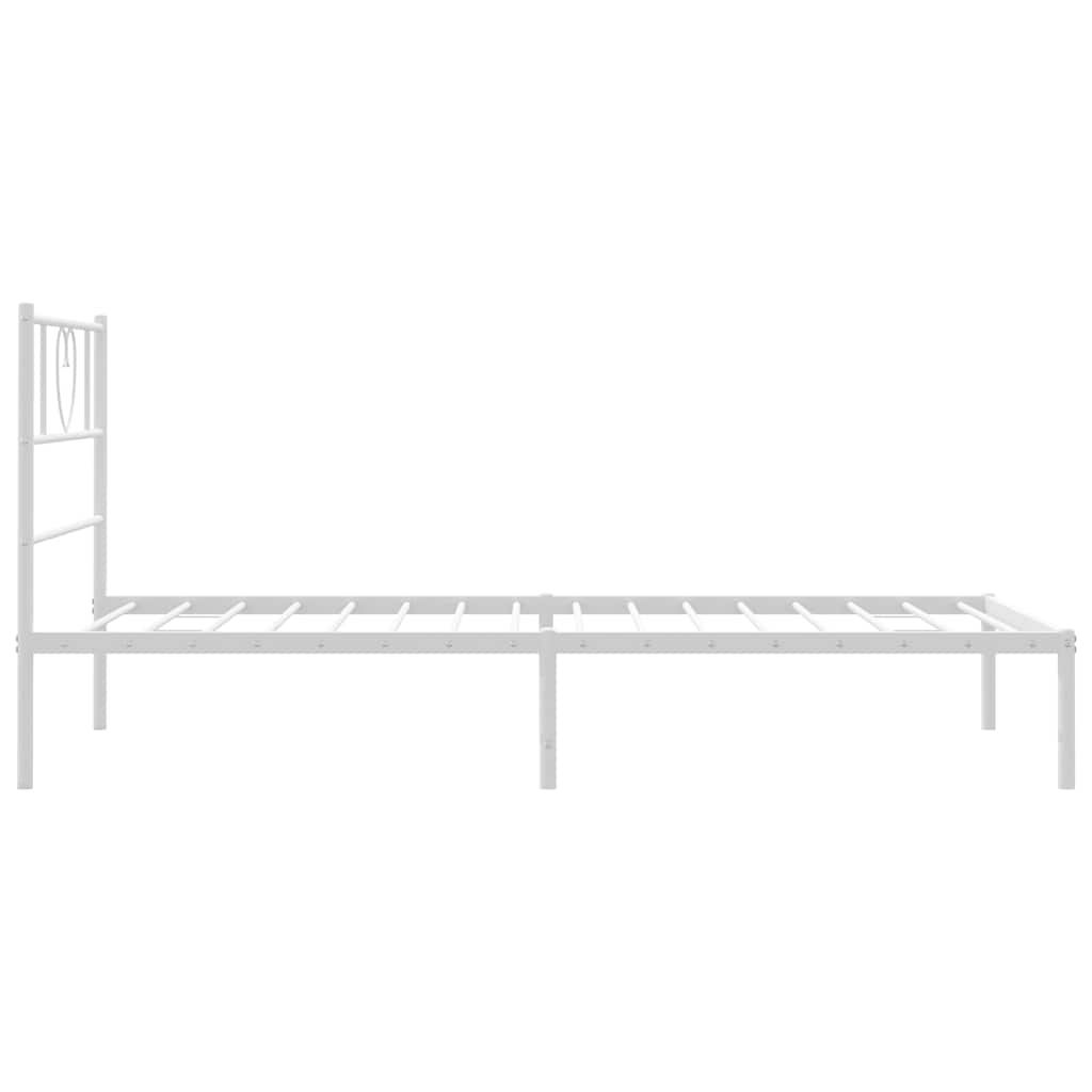 Metalni okvir za krevet s uzglavljem bijeli 100x190 cm