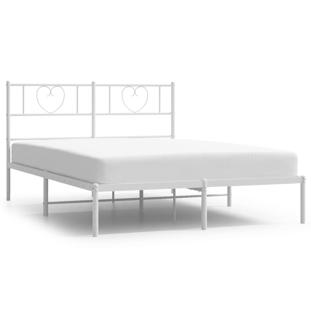 Metalni okvir za krevet s uzglavljem bijeli 120 x 190 cm
