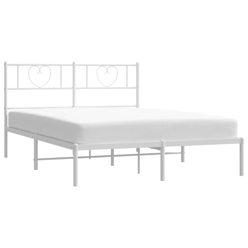 Metalni okvir za krevet s uzglavljem bijeli 120 x 190 cm