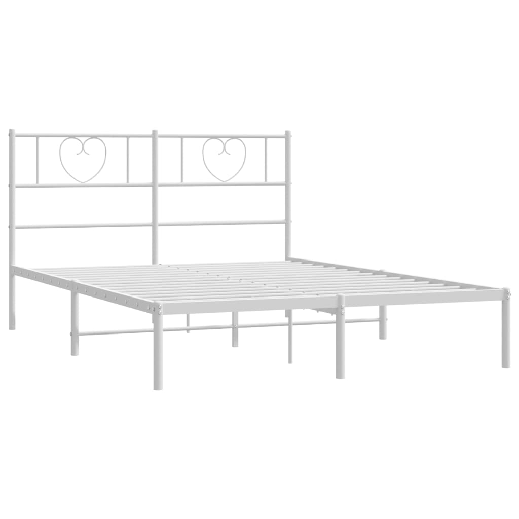 Metalni okvir za krevet s uzglavljem bijeli 120 x 190 cm