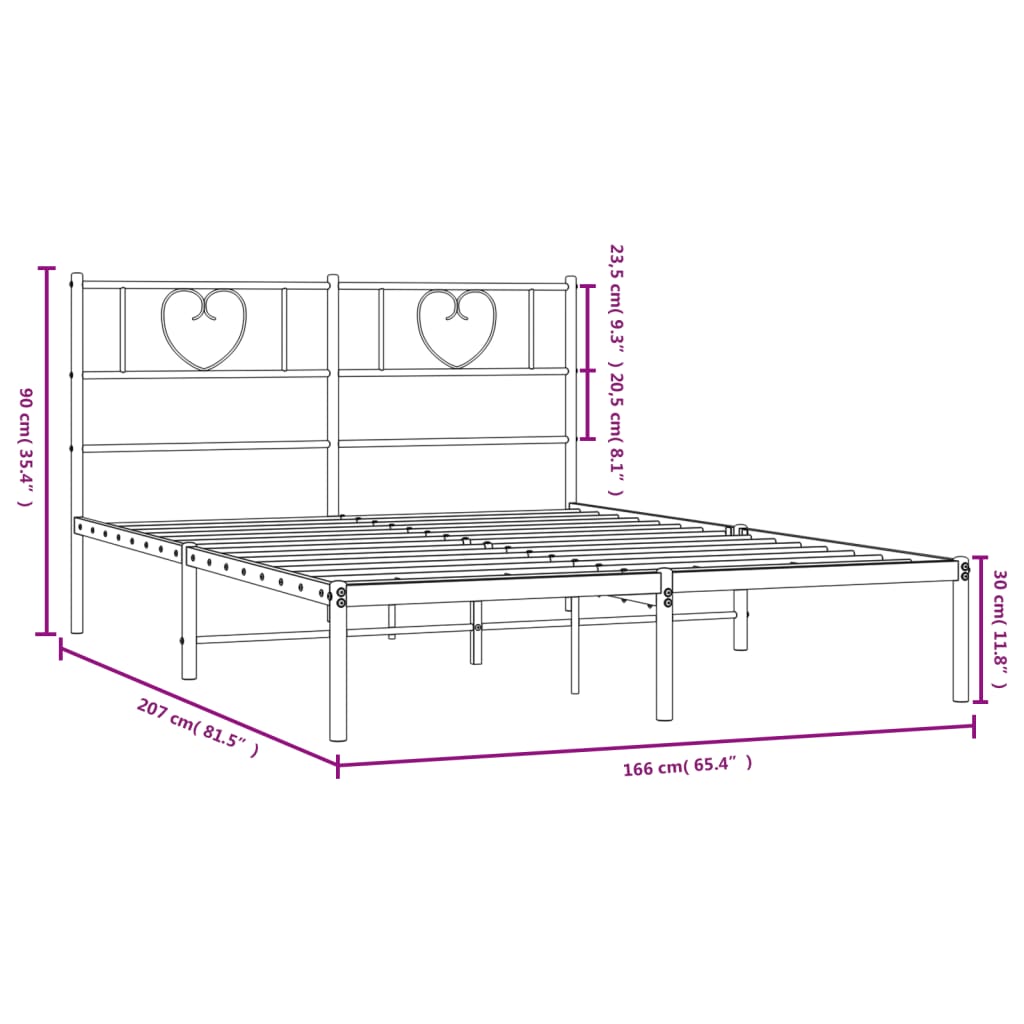Metalni okvir za krevet s uzglavljem bijeli 160x200 cm