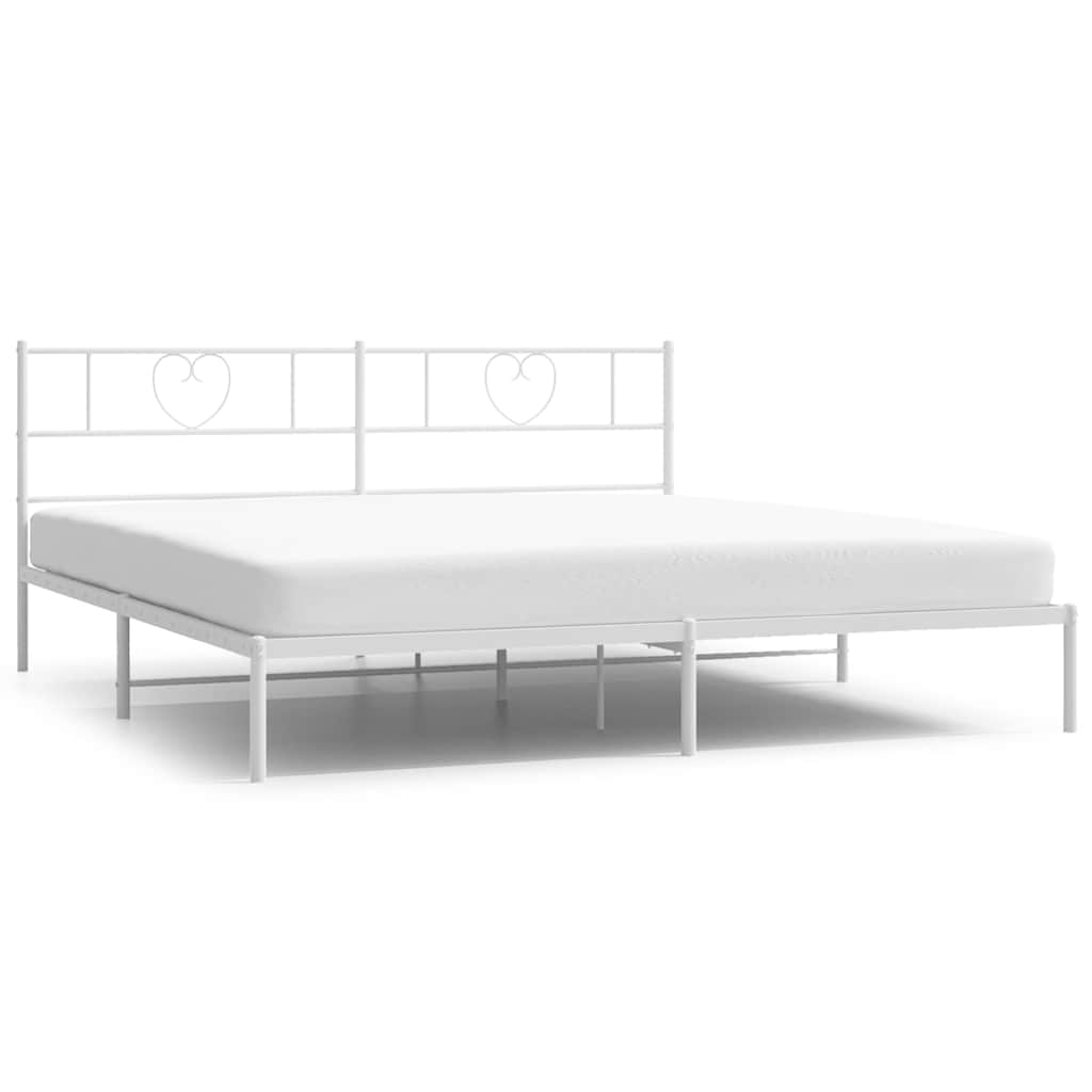 Metalni okvir za krevet s uzglavljem bijeli 183x213 cm