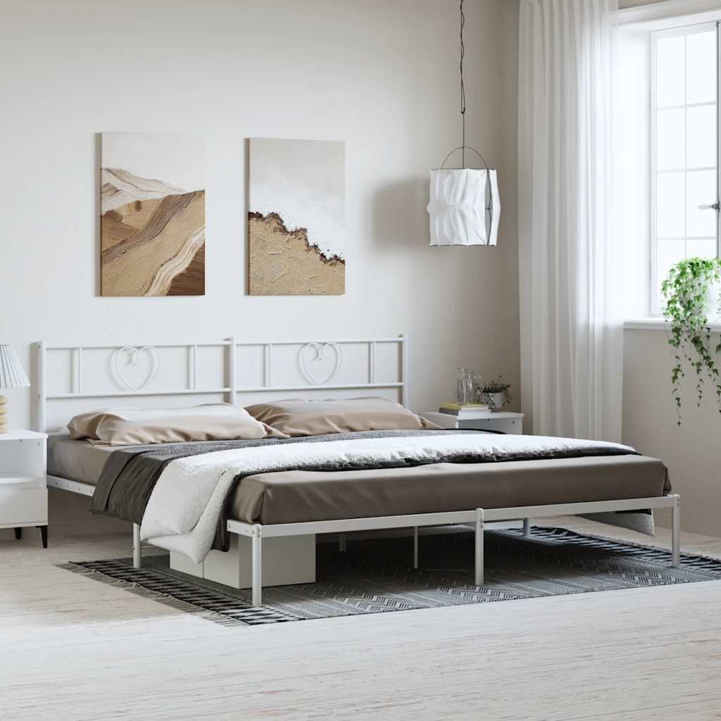 Metalni okvir za krevet s uzglavljem bijeli 183x213 cm