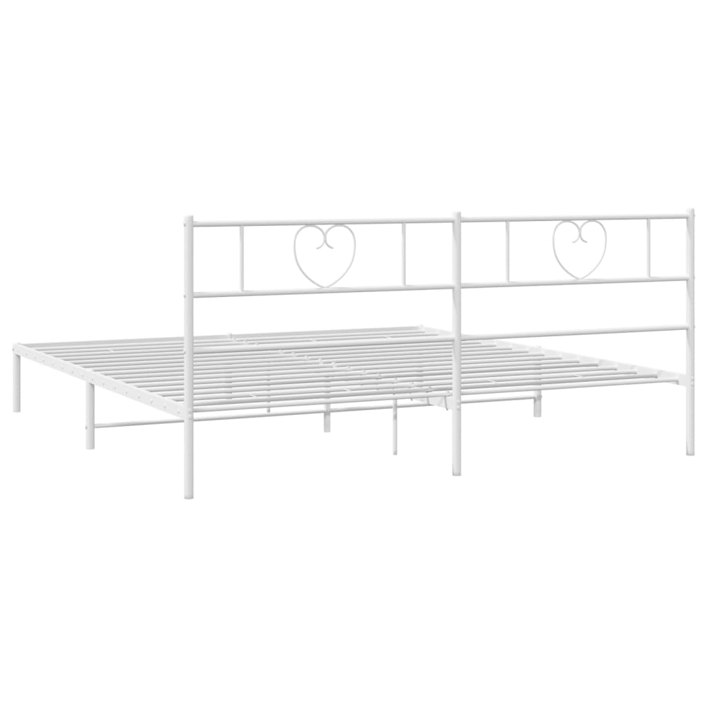 Metalni okvir za krevet s uzglavljem bijeli 200x200 cm
