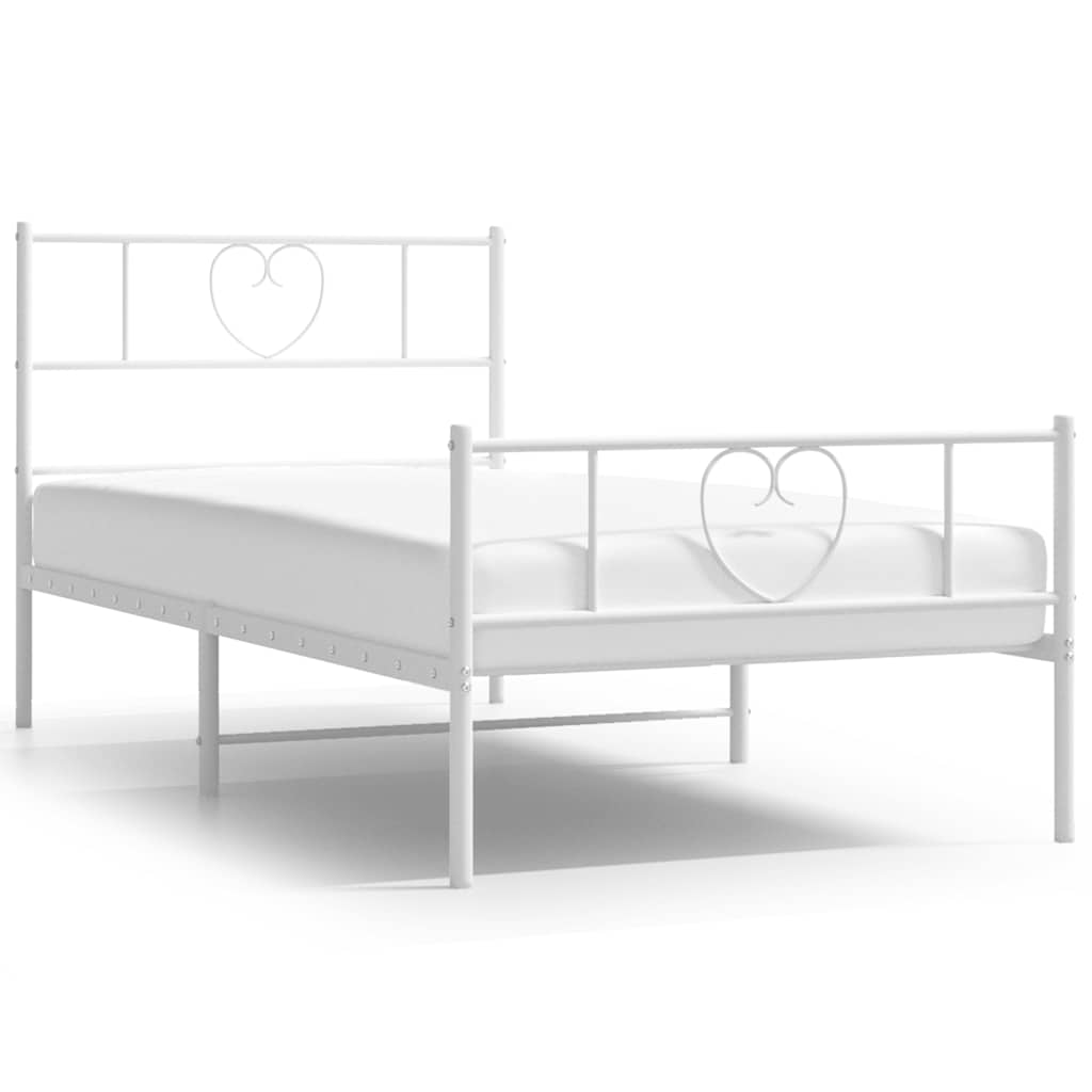 Metalni okvir kreveta uzglavlje i podnožje bijeli 100x190 cm