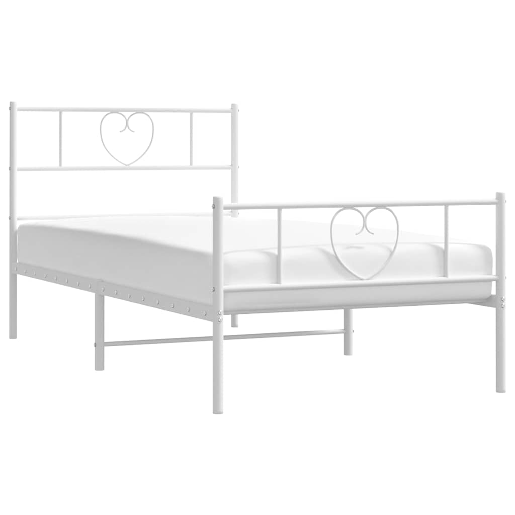 Metalni okvir kreveta uzglavlje i podnožje bijeli 100x190 cm
