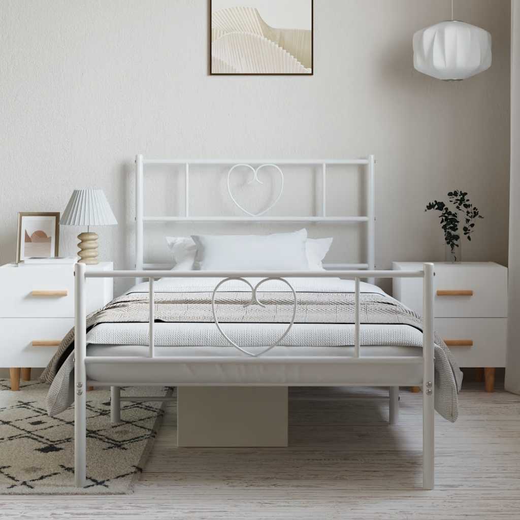 Metalni okvir kreveta uzglavlje i podnožje bijeli 100x190 cm