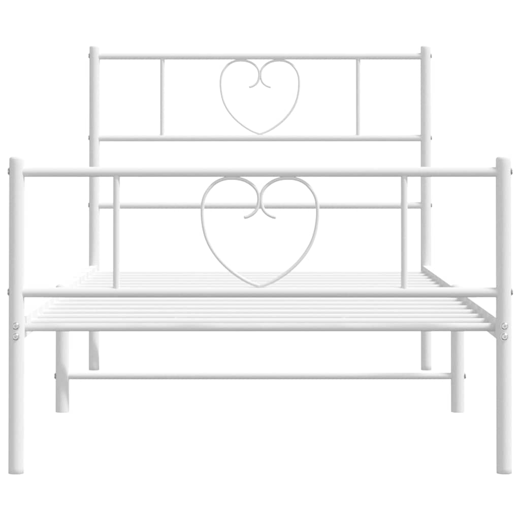 Metalni okvir kreveta uzglavlje i podnožje bijeli 100x190 cm