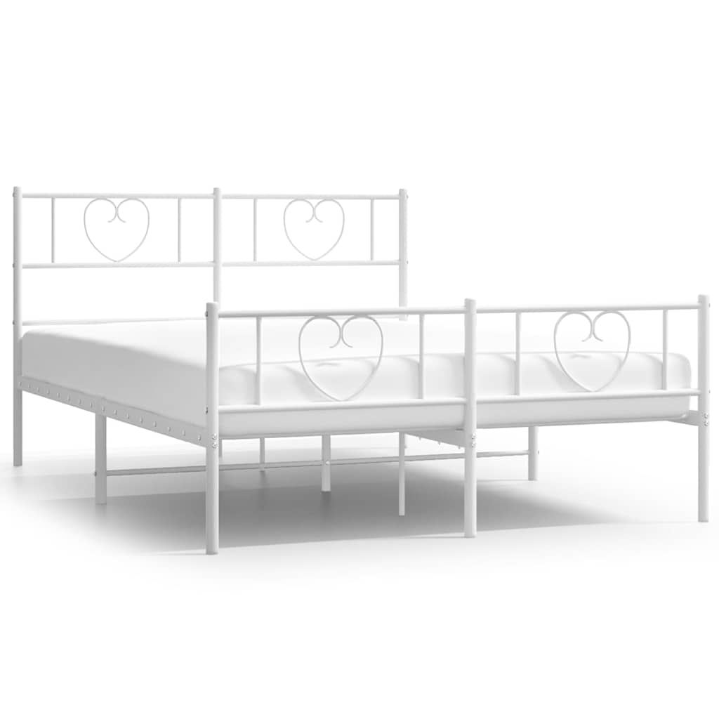 Metalni okvir kreveta uzglavlje i podnožje bijeli 135 x 190 cm