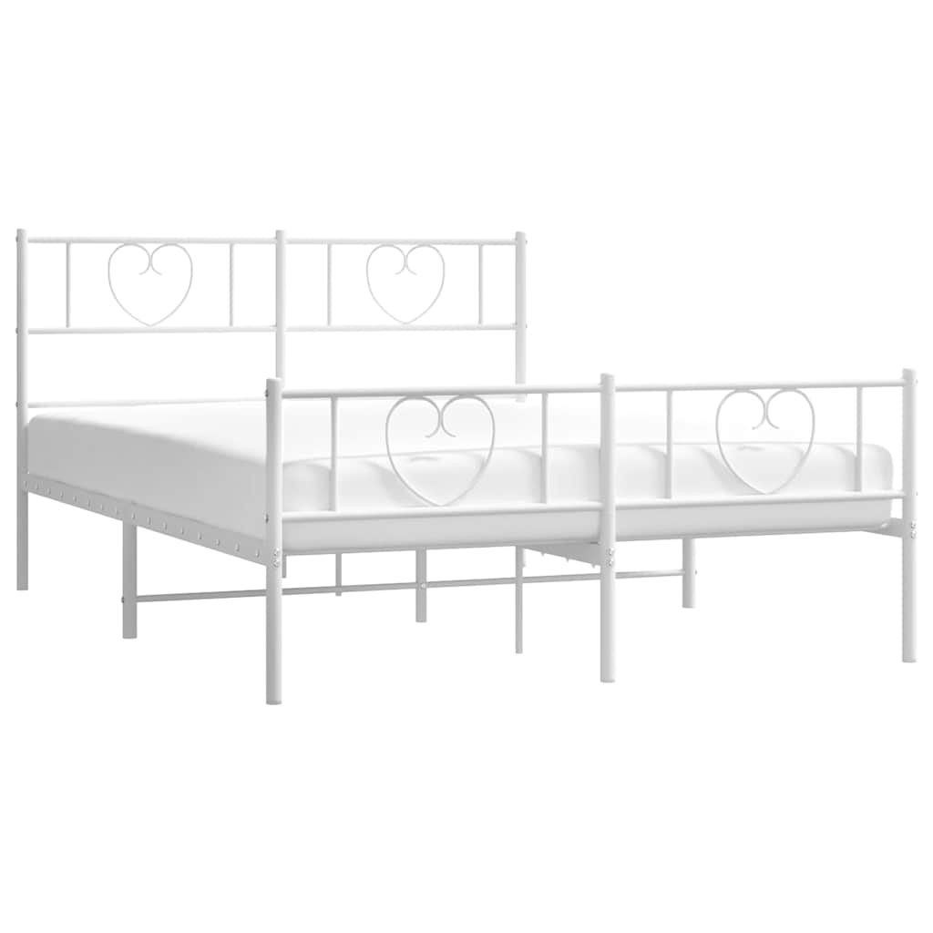 Metalni okvir kreveta uzglavlje i podnožje bijeli 135 x 190 cm