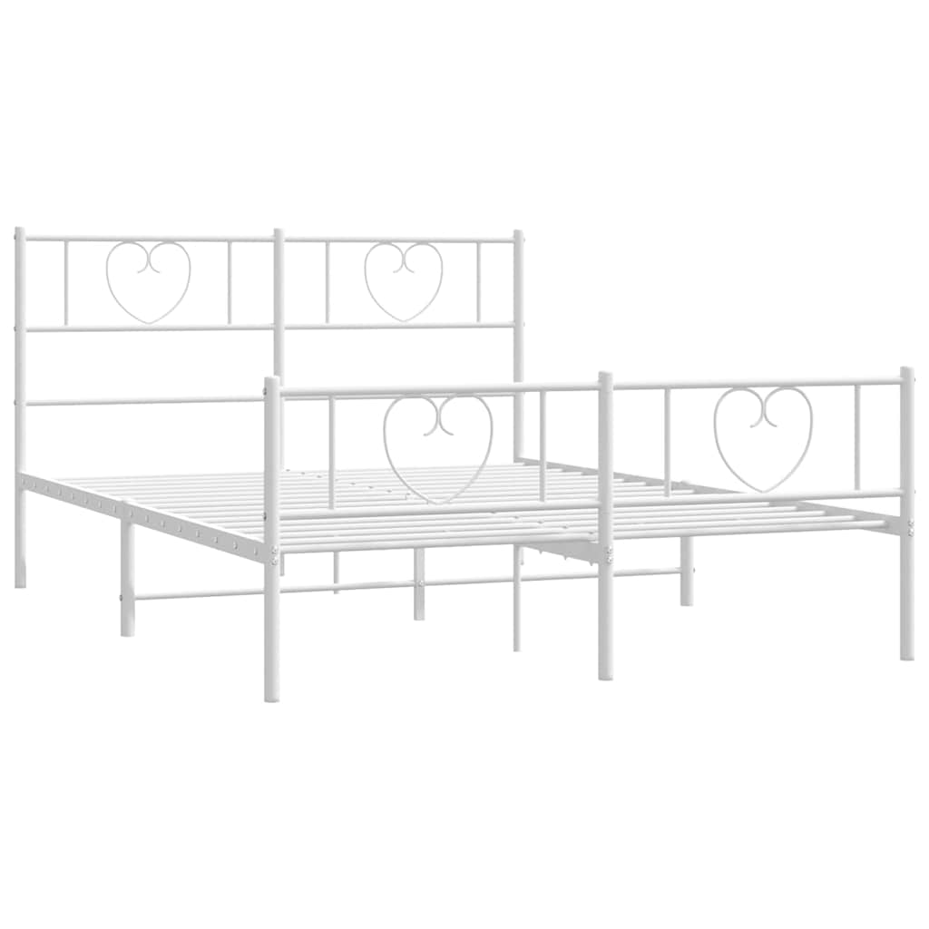 Metalni okvir kreveta uzglavlje i podnožje bijeli 135 x 190 cm