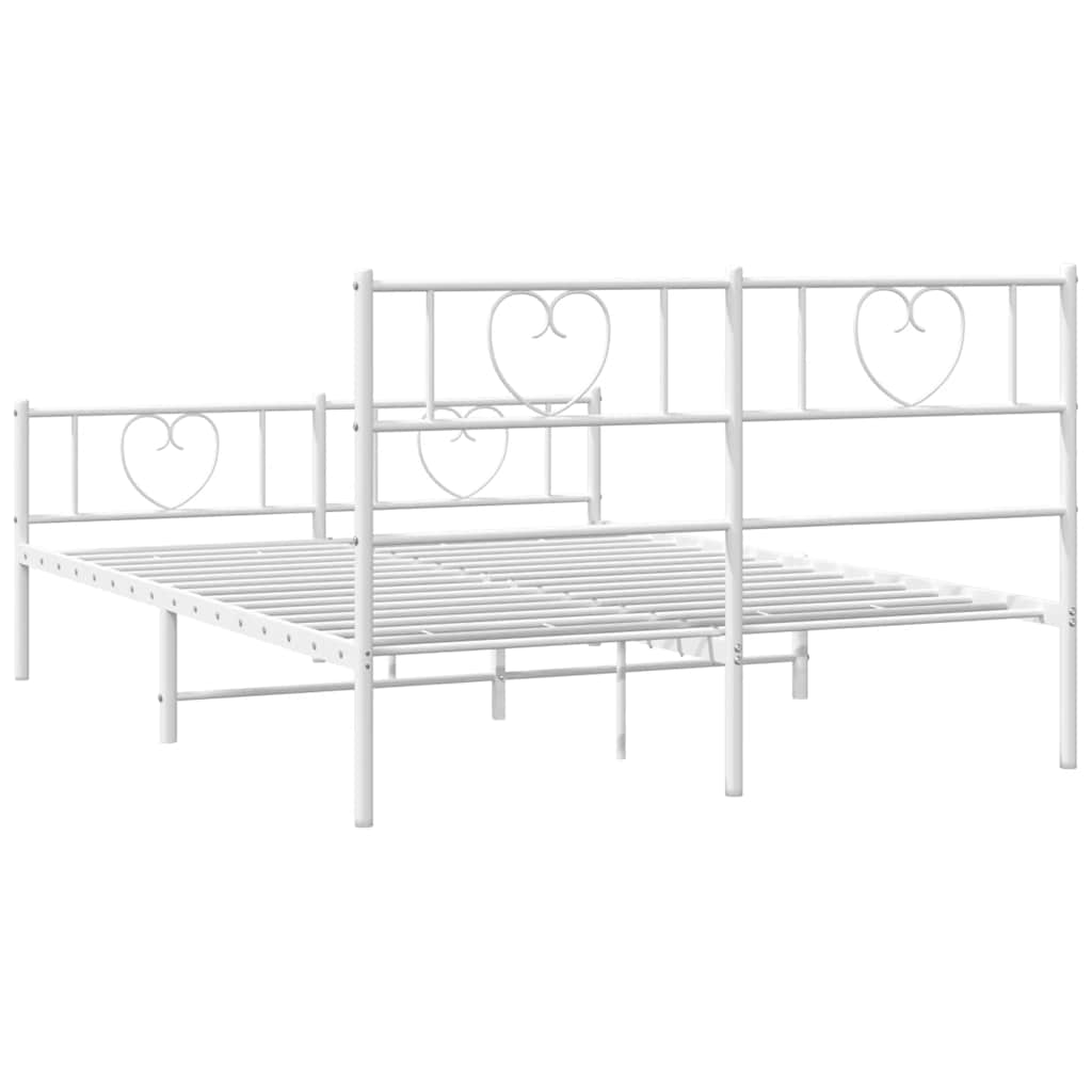 Metalni okvir kreveta uzglavlje i podnožje bijeli 135 x 190 cm