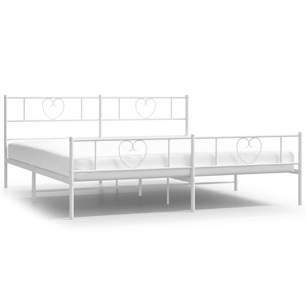 Metalni okvir kreveta uzglavlje i podnožje bijeli 183x213 cm