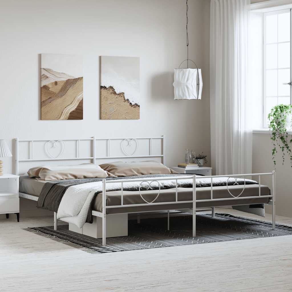 Metalni okvir kreveta uzglavlje i podnožje bijeli 183x213 cm