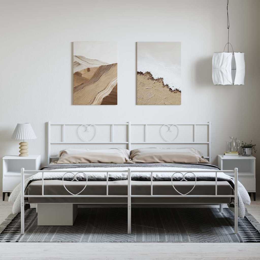 Metalni okvir kreveta uzglavlje i podnožje bijeli 193x203 cm