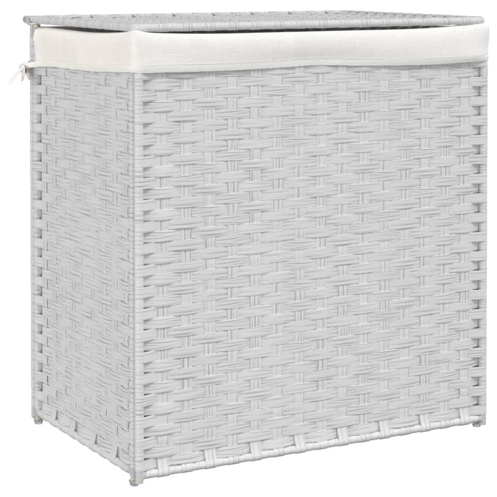 Košara za rublje s 2 odjeljka bijela 53x35x57 cm od poliratana