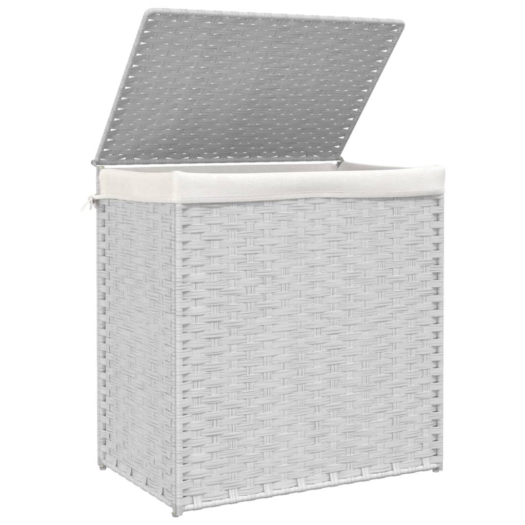 Košara za rublje s 2 odjeljka bijela 53x35x57 cm od poliratana