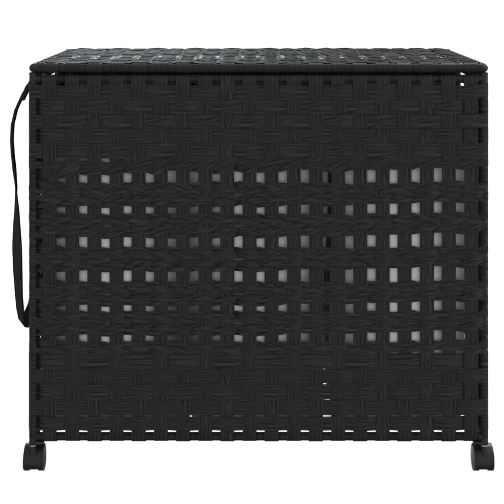 Košara za rublje s kotačima crna 66x35x60 cm od ratana